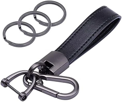 Hot Sale ???? Genuine Leather Car Keychain, Universal Key Fob Keychain Leather Key Chain Holder For Men And ???? Women, 360 Degree Rotatable, With Anti-lost D-ring, 3 Keyrings - Black (Carabiner Clip) ???? 7 Hot Sale ???? Genuine Leather Car Keychain, Universal Key Fob Keychain Leather Key Chain Holder For Men And ???? Women, 360 Degree Rotatable, With Anti-lost D-ring, 3 Keyrings - Black (Carabiner Clip) ???? - Image 5