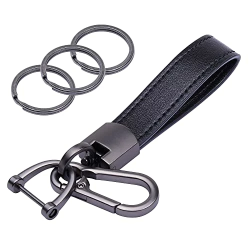 Hot Sale ???? Genuine Leather Car Keychain, Universal Key Fob Keychain Leather Key Chain Holder For Men And ???? Women, 360 Degree Rotatable, With Anti-lost D-ring, 3 Keyrings - Black (Carabiner Clip) ???? 3 Hot Sale ???? Genuine Leather Car Keychain, Universal Key Fob Keychain Leather Key Chain Holder For Men And ???? Women, 360 Degree Rotatable, With Anti-lost D-ring, 3 Keyrings - Black (Carabiner Clip) ????