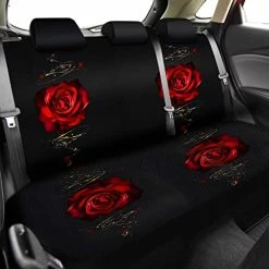 Buy ???? 15 Pcs Rose Art Flower Car Seat Covers Full Set For ???? Women Rubber Steering Wheel Cover Armrest Cover Seatbelt Covers Polyester Fabric Front Seat Rear Backrest Cover Bottom Cover Universal (Red) ???? -Car Seat Covers shop 41EZACLKhML