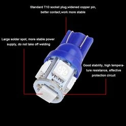 Best Sale ???? Cciyu (10) T10 5-5050-SMD PC194 Blue LED Bulb Instrument Panel Cluster Dash Light Twist Lock Socket ???? -Car Seat Covers shop 41FSv2Agd2L