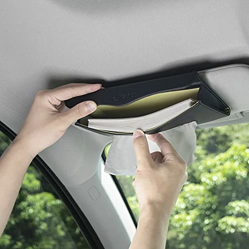 Hot Sale ???? EJiasu Car Tissue Holder, Sun Visor Napkin Holder, Car Visor Tissue Holder, PU Leather Backseat Tissue Case Holder For Car,Vehicle(black) ❤️ 5 Hot Sale ???? EJiasu Car Tissue Holder, Sun Visor Napkin Holder, Car Visor Tissue Holder, PU Leather Backseat Tissue Case Holder For Car,Vehicle(black) ❤️ - Image 3