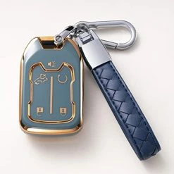 Best Sale ⭐ For GMC Key Fob Cover With Leather Lanyard, Car Key Case Shell Protection For 2019-2022 GMC Sierra 1500 2500HD 3500HD Terrain Acadia Smart Remote Control Protector, Black ???? -Car Seat Covers shop 41G hNT3uxL. AC