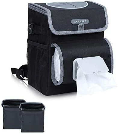 New ⌛ All-in-One Car Trash Can With 2 Removable Leakproof Interior Liners, Adjustable Tissue Holder & Straps Orange ⌛ 5 New ⌛ All-in-One Car Trash Can With 2 Removable Leakproof Interior Liners, Adjustable Tissue Holder & Straps Orange ⌛ - Image 3