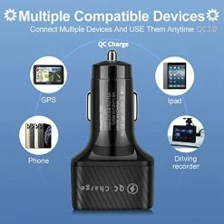 New ???? Car Charger Adapter, 6 USB Multi Port, Fast Charger, Include QC 3.0 And 5 Other Ports, Car Interior Accessories, Fit For IPhone 13/12/11/pro, Samsung Galaxy/Note S10/S9/S8, Android - Black ⌛