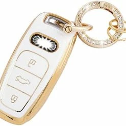 Hot Sale ???? For Chevy Key Fob Cover With Keychain Soft TPU Keys Protector Compatible With Chevrolet Equinox Malibu Camaro Traverse White Gold ???? -Car Seat Covers shop 41HHOz eB1L. AC