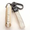 Best Pirce ???? Smart Key Fob Case Cover Protector With Leather Key Holder Compatible With 2019-2022 Mazda 3, Mazda 3 Hatchback, 2020-2022 Mazda CX-5, CX-30, CX-10（3-4-Button），White ???? -Car Seat Covers shop 41HLzuguD6L