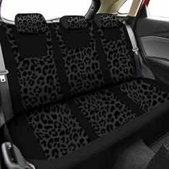New ✨ 17 Pcs Leopard Print Car Accessories Set, Includes Leopard Seat Covers Set Leopard Steering Wheel Cover Car Coasters Armrest Pad Cover Seat Belt Pads Keychain And Wrist Strap For Car Decor (Black) ???? -Car Seat Covers shop 41HnpcbjbhL