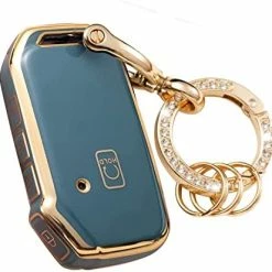 Deals ✨ For Kia Key Fob Cover Soft 3 4 5 Buttons TPU Protection Car Key Case Shell With Fashion Gold Bling Keychain Compatible With Kia Soul Forte Telluride K5/Seltos Niro Sportage Sorento Optima White ???? -Car Seat Covers shop 41HzuuGQOfL. AC