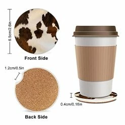 Best reviews of ❤️ Absorbent Car Coasters 2 Pack For ???? Women/Men,Cow Hide Car Coaster For Drinks,Ceramic Stone Car Cup Holder With A Finger Notch,Farm Animal Brown Cowhide Skin Print Cow ????