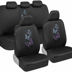 Budget ???? Blue Butterflies Car Seat Covers For ???? Women, Full Set With Steering Wheel Cover And Seat Belt Pads – Front And Rear Covers With Matching Embroidered Accessories, Fits Most Car Truck Van SUV Baby Blue Butterflies ???? -Car Seat Covers shop 41JyXWT5CpL. AC