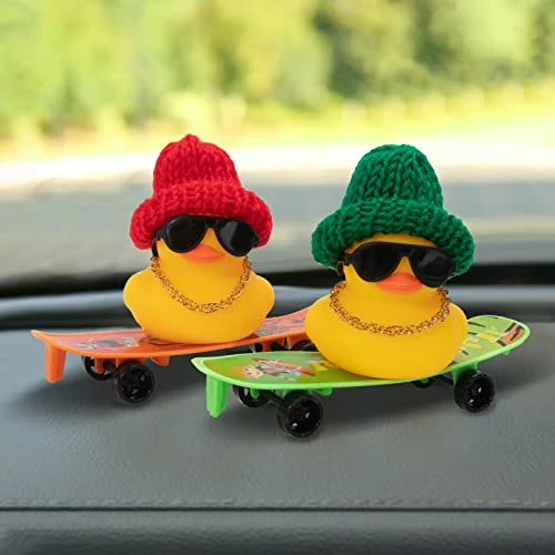Brand new ⌛ Car Duck Ornament Rubber Duck Car Dashboard Decoration For Car Dashboard Decoration Accessories With Mini Hat, Necklace, ???? Sunglasses, Chair Or Skateboard (D-Green) ???? 8 Brand new ⌛ Car Duck Ornament Rubber Duck Car Dashboard Decoration For Car Dashboard Decoration Accessories With Mini Hat, Necklace, ???? Sunglasses, Chair Or Skateboard (D-Green) ???? - Image 6