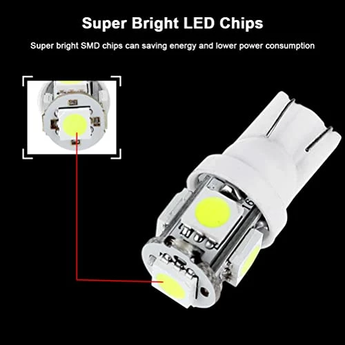 Wholesale ✨ (10) T10 5-5050-SMD PC194 LED Bulb Instrument Panel Cluster Dash Light Twist Lock Socket (white) ???? 7 Wholesale ✨ (10) T10 5-5050-SMD PC194 LED Bulb Instrument Panel Cluster Dash Light Twist Lock Socket (white) ???? - Image 5