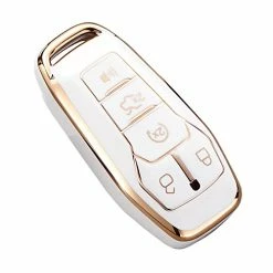 Deals ???? For Ford Key Fob Cover, Premium Soft TPU Full Protection Key Fob Case For Ford Fusion Mustang F150 Edge Explorer Lincoln MKZ MKC MKX Smart Remote Key Protector,Size A-ivory ????
