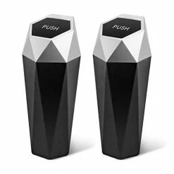 Best Sale ???? Car Trash Can With Lid, New Car Dustbin Diamond Design, Leakproof Vehicle Trash Bin, Mini Garbage Bin For Automotive Car, Home, Office, Kitchen, Bedroom, 1PCS (Black) ???? -Car Seat Covers shop 41KKFQg08L