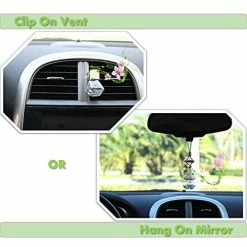 Best Sale ???? V-Quality Empty 7ml Refillable Car Aromatherapy Essential Oil Diffuser Freshener Decor Accessories - Clear Glass Bottle With Wooden Caps - Vent Clip - And Hanging String (Smart 2-In-1 Design)-Bundle ???? -Car Seat Covers shop 41Kuh3vraGL