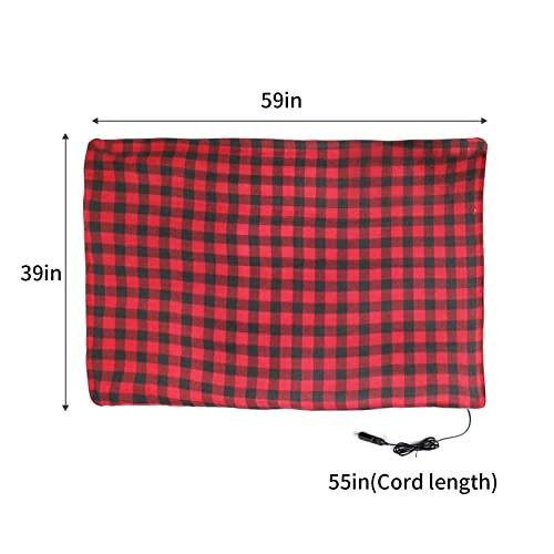 New ???? 12v Electric Car Blanket 39"x59", Heated Blanket,Car Mini Heated Travel Blanket Pad,Overheating Protection, For Men ???? Women Home&Office, Bed,Sofa, Car Use (Red /Black) ???? 5 New ???? 12v Electric Car Blanket 39"x59", Heated Blanket,Car Mini Heated Travel Blanket Pad,Overheating Protection, For Men ???? Women Home&Office, Bed,Sofa, Car Use (Red /Black) ???? - Image 3