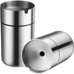 Outlet ✨ 2 Pieces Car Ashtray With Lid Portable Ashtray For Car Mini Car Trash Can Stainless Steel Portable Detachable Windproof Self Extinguishing Butt Bucket For Outdoor Travel Home Office(Silver) ???? -Car Seat Covers shop 41LtpPtn09L. AC