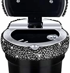Promo ???? Car Ashtray Portable Bling Cigarette Smokeless Cylinder Cup Holder With Blue LED Light Indicator,Car Accessories For ???? Women,Ideal For Car,Home And Office,1 - Pack Black+White 1 -pack Purpl ???? -Car Seat Covers shop 41MSs7kqJfL. AC