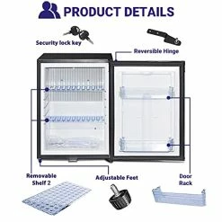 Brand new ???? Semi Truck Refrigerator 1.4 Cu.Ft, AC/DC Mini Fridge With Lock, Reversible Door, 12V Quiet Absorption Refrigerator For Truck, RV, Camper, Caravan, Boat, Black ⭐ -Car Seat Covers shop 41NJkCDGl8L