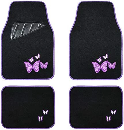 Cheapest ⭐ Universal Fit Butterfly Carpet Car Floor Mats With Heel Pad Fit For Sedan, SUVs, Truck, Vans Set Of 4 (Black And Pink) Black & Min ???? 6 Cheapest ⭐ Universal Fit Butterfly Carpet Car Floor Mats With Heel Pad Fit For Sedan, SUVs, Truck, Vans Set Of 4 (Black And Pink) Black & Min ???? - Image 5