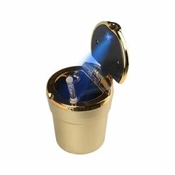 Coupon ✨ Auto Car Ashtray, Portable Blue LED Light Car Ashtray Cup Holder With Lid, Vehicle Cigarette Ashtray Ash For Home Office (Gold) ????