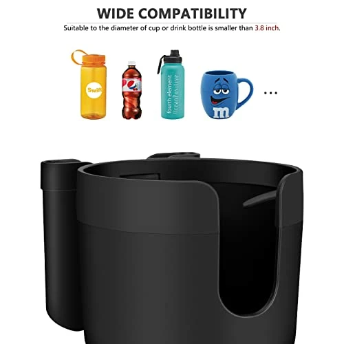 New ???? Car Cup Holder Expander Adapter (Adjustable) With Phone Holder Holds Most Car Cup Holder And Phones , Compatible With Large 32/40 Oz Bottles, Big Drinks, Mugs Black ???? 5 New ???? Car Cup Holder Expander Adapter (Adjustable) With Phone Holder Holds Most Car Cup Holder And Phones , Compatible With Large 32/40 Oz Bottles, Big Drinks, Mugs Black ???? - Image 3