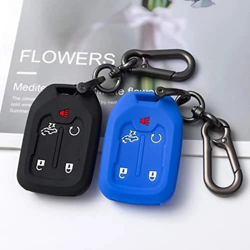 Budget ???? 2PCS Smart Key Fob Case Cover Compatible With 2019 2020 2021 2022 Chevrolet Chevy Silverado And GMC Sierra 1500 2500HD 3500HD Accessories Silicone Black Remote Key Chain Protector (5 Button) (black+blue)with White Botton ✔️ 8 Budget ???? 2PCS Smart Key Fob Case Cover Compatible With 2019 2020 2021 2022 Chevrolet Chevy Silverado And GMC Sierra 1500 2500HD 3500HD Accessories Silicone Black Remote Key Chain Protector (5 Button) (black+blue)with White Botton ✔️ - Image 6