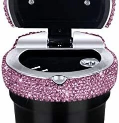 Promo ???? Car Ashtray Portable Bling Cigarette Smokeless Cylinder Cup Holder With Blue LED Light Indicator,Car Accessories For ???? Women,Ideal For Car,Home And Office,1 - Pack Black+White 1 -pack Purpl ???? -Car Seat Covers shop 41RwmmZ69L. AC