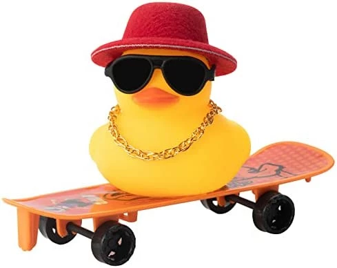 Brand new ⌛ Car Duck Ornament Rubber Duck Car Dashboard Decoration For Car Dashboard Decoration Accessories With Mini Hat, Necklace, ???? Sunglasses, Chair Or Skateboard (D-Green) ???? 17 Brand new ⌛ Car Duck Ornament Rubber Duck Car Dashboard Decoration For Car Dashboard Decoration Accessories With Mini Hat, Necklace, ???? Sunglasses, Chair Or Skateboard (D-Green) ???? - Image 15