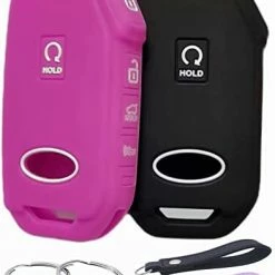 Discount ???? Silicone Rubber Key Fob Cover Compatible With 2022 2023 Kia Cadenza Forte Forte5 K5 NIRO Rio Seltos Sorento Soul Sportage Stinger Telluride (Black With Red Black With White) ⌛ -Car Seat Covers shop 41SqArrtMhL. AC