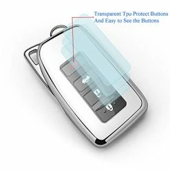 Best Sale ✨ Compatible With Lexus Key Fob Cover With Keychain Soft TPU 360 Degree Protection Key Shell Case For RX ES GS LS NX RS GX LX RC LC Smart Key-Silver ✔️ -Car Seat Covers shop 41T8HpB3MwL