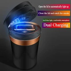Cheap ???? Car Ashtray, Detachable Ceramics Car Ashtray With Lid Blue Led Light And Removable Lighter Solar Energy And USB Dual Charging For Most Car Cup Holder ???? -Car Seat Covers shop 41U5TLOOCiL