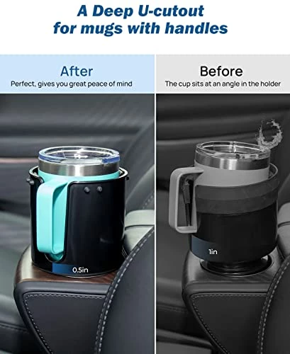 Top 10 ❤️ Upgraded Car Cup Holder Expander With Offset Base, Compatible With YETI, Hydro Flask, Large Cup Holder Expander For Car Hold 18-40 Oz Bottles And Mugs, Other Bottles In 3.4"-3.8" Black ???? 4 Top 10 ❤️ Upgraded Car Cup Holder Expander With Offset Base, Compatible With YETI, Hydro Flask, Large Cup Holder Expander For Car Hold 18-40 Oz Bottles And Mugs, Other Bottles In 3.4"-3.8" Black ???? - Image 2