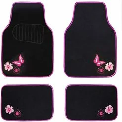 Deals ???? Universal Fit Embroidery Butterfly And Flower Car Floor Mats, Pink Car Floor Mats Fit 95% Automotive,SUVS,Sedan,Vans,for ???? Women,Girly,Set Of 4 (Black With Pink) Purple Butterfly Flower ✨ -Car Seat Covers shop 41UgtFvWJL. AC