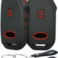 Discount ???? Silicone Rubber Key Fob Cover Compatible With 2022 2023 Kia Cadenza Forte Forte5 K5 NIRO Rio Seltos Sorento Soul Sportage Stinger Telluride (Black With Red Black With White) ⌛ -Car Seat Covers shop 41VGaFrnL. AC