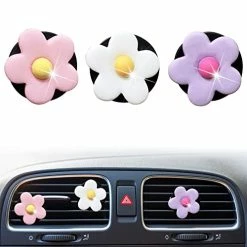 Deals ✔️ 3 Pcs Daisy Air Vent Clips, Cute Flower Car Air Fresheners Vents Clips Car Diffuser Vent Clips Interior Decor Charm Colorful Car Dashboard Decoration Car Accessories For ???? Women(Pink&Purple&White) ✨