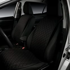 Outlet ❤️ Linen Car Seat Cover For All Seasons Soft & Breathable Front Premium Covers With Non-Slip Protector Universal Fits Most Automotive, Van, SUV, Truck - 1 Unit Black Wings ???? -Car Seat Covers shop 41WSSG98RDL