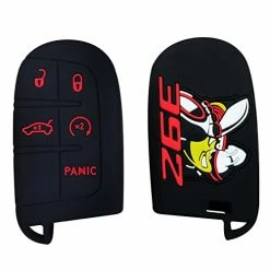 Hot Sale ???? GLAHORSE Rubber Smart 5 Buttons Key Cover Fob Case Shell Keyless Protector Jacket Glove Holder For Challenger Charger 392 Scat Pack (for Dodge) (for 392 Scat Pack-Black、) ????