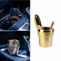 Coupon ✨ Auto Car Ashtray, Portable Blue LED Light Car Ashtray Cup Holder With Lid, Vehicle Cigarette Ashtray Ash For Home Office (Gold) ???? -Car Seat Covers shop 41YYpqWWmNL