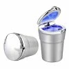 Best Sale ???? Car Ashtray,Weudozue Portable Detachable Stainless Auto Vehicle Cigarette Ashtray Ash With Blue LED Light Indicator Smokeless For Car Cup Holder,Home, Office (Silver) ⌛ -Car Seat Covers shop 41YgH5Z8ztL