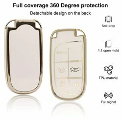 Discount ???? For Jeep Key Fob Cover, Soft Full Protection Key Case Shell Compatible With Jeep Smart Key 3 4 5 Buttons Protector (White) ????