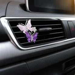 Top 10 ⌛ 4 Pieces Car Aromatherapy Vent Clips Dual Butterfly Car Air Vent Freshener Perfume Clip Aroma Diffuser Decoration, Pink And Purpl ???? -Car Seat Covers shop 41Zdl2Q0EBL