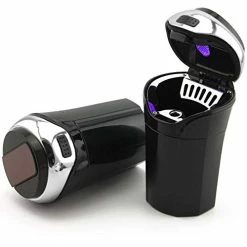 Best Pirce ???? Car Ashtray (1-Pack), Easy Clean Up Detachable Stainless Car Ashtray With Lid Blue Led Light And Removable Lighter For Most Car Cup Holder (Silver) ????