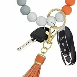 Discount ???? Key Chains ???? Women For Car Key Ring Bracelet,Keychain Wristlet,Silicone Beaded Bangle Chains Blue ???? -Car Seat Covers shop 41bftBROhmL. AC