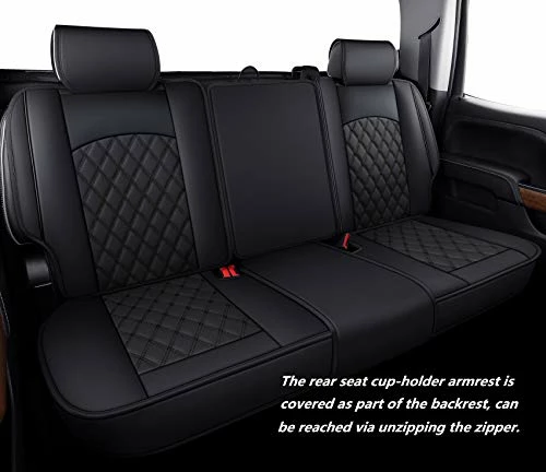Deals ???? Seat Covers For Truck Chevy Chevrolet Silverado GMC Sierra Pickup 2007-2023 1500 2500HD 3500HD Trail Boss Z71 Crew Double Extended Cab Waterproof Leather Protectors (Full Set, Black) Rear Seat/whit ???? 5 Deals ???? Seat Covers For Truck Chevy Chevrolet Silverado GMC Sierra Pickup 2007-2023 1500 2500HD 3500HD Trail Boss Z71 Crew Double Extended Cab Waterproof Leather Protectors (Full Set, Black) Rear Seat/whit ???? - Image 3
