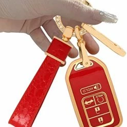 Cheap ???? Key Fob Cover ，Two Different Materials Keychain Accessories，5 Colors TPU Key Cover .for Honda Accord Civic Etc Smart Key 。 (White-A) ❤️ -Car Seat Covers shop 41cTeEw fHL. AC