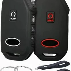 Discount ???? Silicone Rubber Key Fob Cover Compatible With 2022 2023 Kia Cadenza Forte Forte5 K5 NIRO Rio Seltos Sorento Soul Sportage Stinger Telluride (Black With Red Black With White) ⌛ -Car Seat Covers shop 41cmiKvyVpL. AC