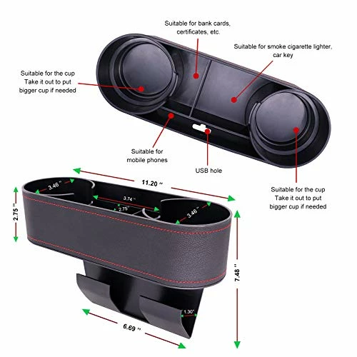 New ???? Car Seat Organizer Cup Drink Holders,Multifunctional Gap Filler Storage Box,Insert Organization Helps Reduce Distracted Driving&Holds Phone Mount Mug Bottle Cellphones Coasters Wallet Cards (Black) ???? 5 New ???? Car Seat Organizer Cup Drink Holders,Multifunctional Gap Filler Storage Box,Insert Organization Helps Reduce Distracted Driving&Holds Phone Mount Mug Bottle Cellphones Coasters Wallet Cards (Black) ???? - Image 3