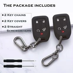 Budget ???? 2PCS Silicone Smart Key Fob Case Cover For 2023 2022 2021 2020 2019 Chevy Silverado And GMC Sierra 1500 2500HD 3500HD, Remote Protector Accessories Holder(5-Button, Black And Black) ❤️ -Car Seat Covers shop 41d8OYfdiCL