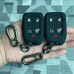 Budget ???? 2PCS Silicone Smart Key Fob Case Cover For 2023 2022 2021 2020 2019 Chevy Silverado And GMC Sierra 1500 2500HD 3500HD, Remote Protector Accessories Holder(5-Button, Black And Black) ❤️ -Car Seat Covers shop 41dpfbbpKYL. AC